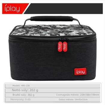 iplay HBS-236 – NS/Switch játékkonzol tároló táska/doboz, nagy kapacitású, anyag: vízálló és titkosított szövet, logó nyomtatás, OEM testreszabás