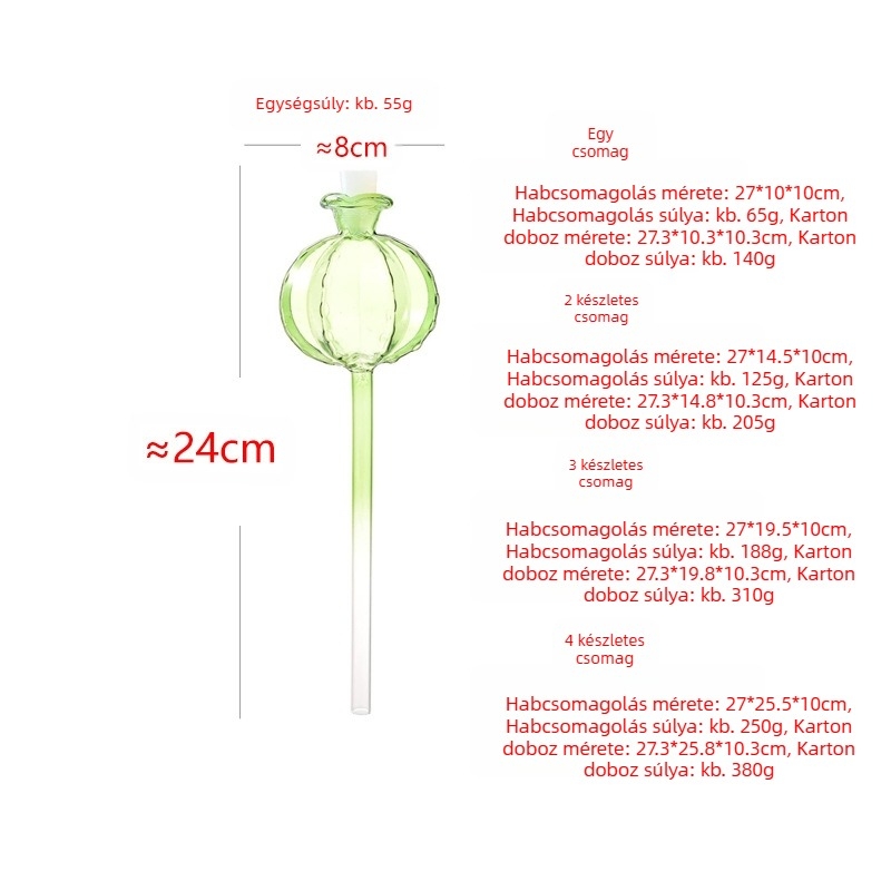 Automata növény öntöző eszköz, átlátszó boroszilikát üveg, csiszolt felület, csepegtető öntözés