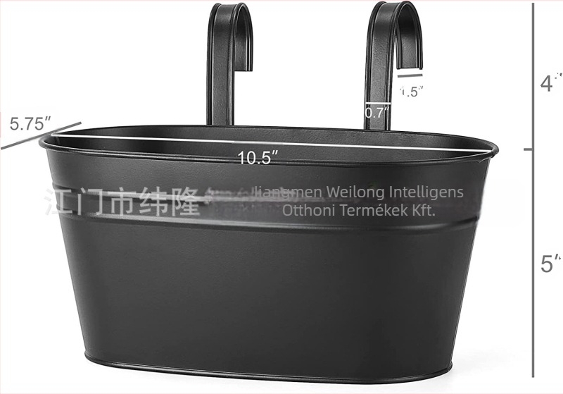 Fali virágtartó, falra szerelhető, függőmedence-stílusú, galvanizált vas, pasztorális design, 0,8 kg