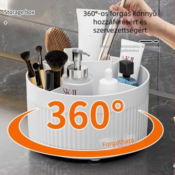 Asztali kozmetikai tároló PP műanyagból, 1L kapacitás, több rekesz a kozmetikumok számára