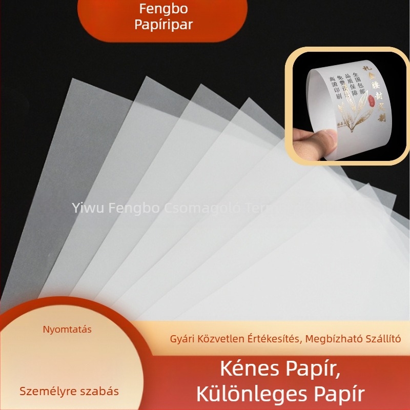 Kénsav papír körvonalazáshoz, 53 g, 50%-os átlátszatlanság, vízálló csomagolás, testreszabható, kézi rajzhoz és prémium csomagoláshoz