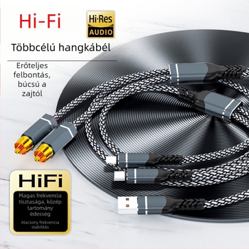 RCA audio kábel 1–2 Apple és Huawei készülékekhez, aranyozott csatlakozók, tiszta réz vezető, oxigénmentes réz, ROHS