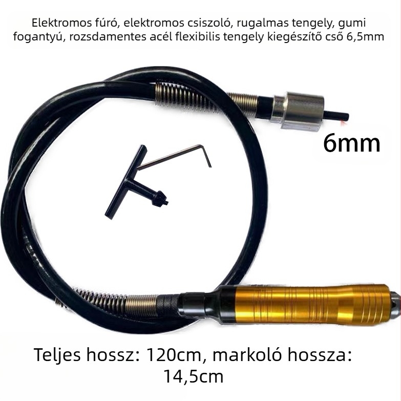 Multifunkcionális rugalmas tengely elektromos fúróhoz és csiszoláshoz, Jin Teng, gumírozott fogantyúval, No. 20 acél, 0,5 kg