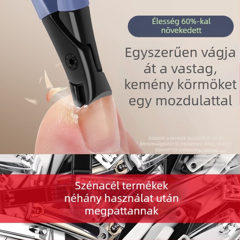Körömvágó, rozsdamentes acél, sík szájadék, nagy nyílás, éles él, egyenes penge