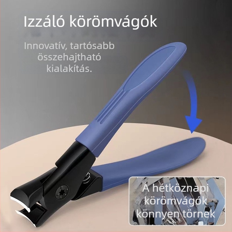 Körömvágó, rozsdamentes acél, sík szájadék, nagy nyílás, éles él, egyenes penge