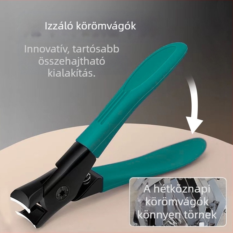 Körömvágó, rozsdamentes acél, sík szájadék, nagy nyílás, éles él, egyenes penge
