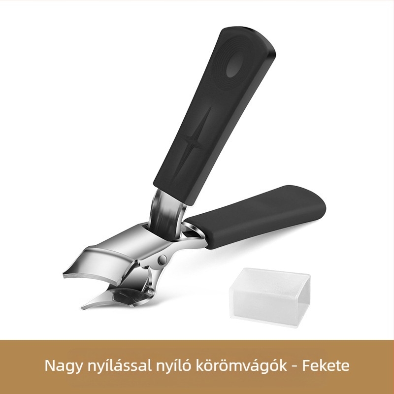 Körömvágó olló nagy nyílású, hegyei élesek, ferde szájú; műanyag + rozsdamentes acél; 36 g
