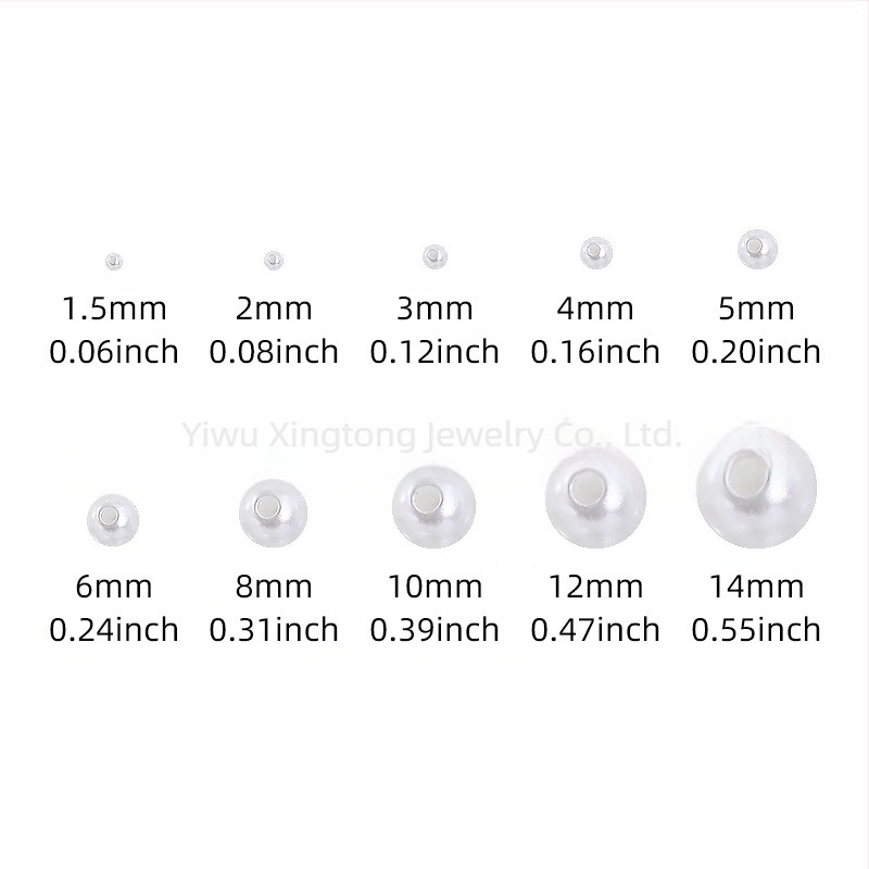 ABS műgyöngyök átfúrt lyukkal 3–14 mm, DIY ékszerekhez, hajdíszekhez, ruházathoz és táskákhoz