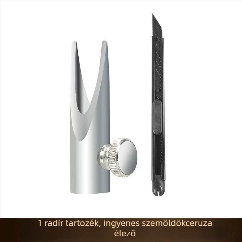 Szemöldök ceruza hegyező – hengeres fémtest és fa kacsa-száj formájú dizájn, U alakú bevágás