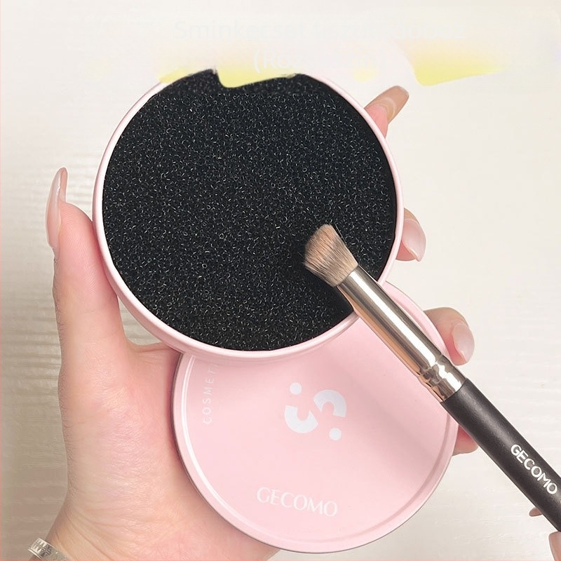 GECOMO sminkecsetek tisztító doboza – gyors tisztítás a maradék porral rendelkező ecsetekhez, száraz tisztítás