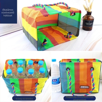 Szövött hálós fürdőtasak – összecsukható, vízálló és tároló funkciójú, ideális utazáshoz és otthonhoz