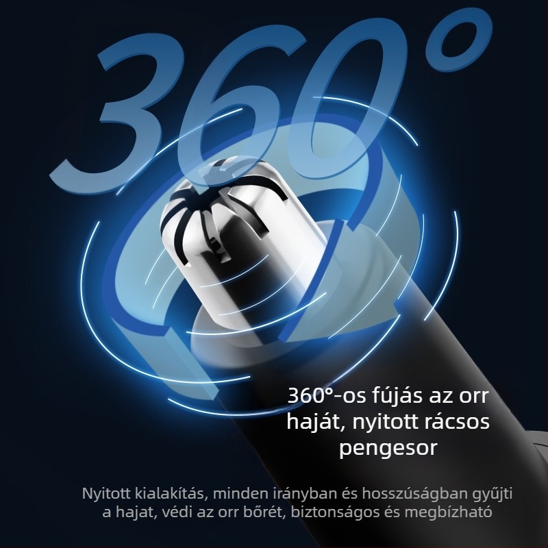 Schweiker hordozható elektromos orr-szőr trimmlő – beépített akkumulátor 100–300 mAh, kivehető és mosható vágófej, ABS test, újratölthető