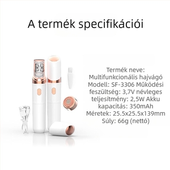 Elektromos epilátor testre, teljes testre használható, dupla pengével, USB táplálású, DC motor