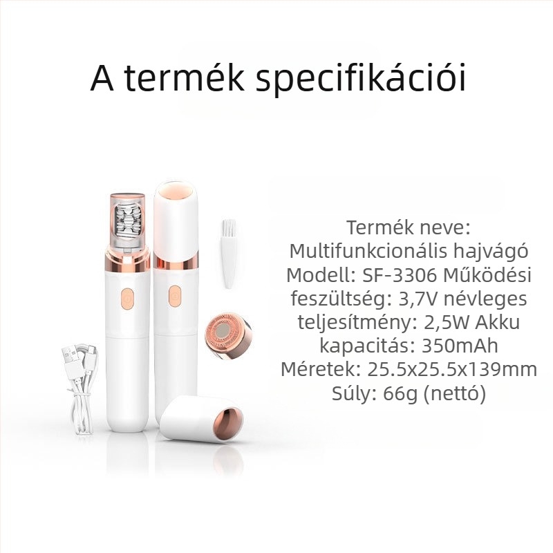 Elektromos epilátor testre, teljes testre használható, dupla pengével, USB táplálású, DC motor