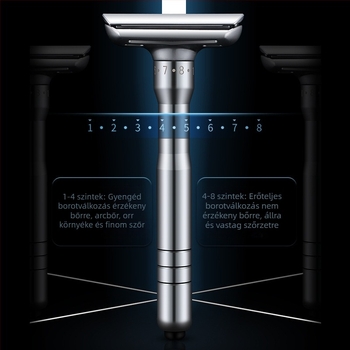 Tide kézi borotva, dupla oldalas rozsdamentes acél pengék, 8 szintű élesség szabályozás, 5 pengéből álló csomag