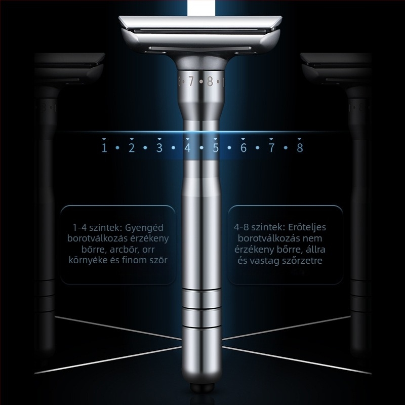 Tide kézi borotva, dupla oldalas rozsdamentes acél pengék, 8 szintű élesség szabályozás, 5 pengéből álló csomag