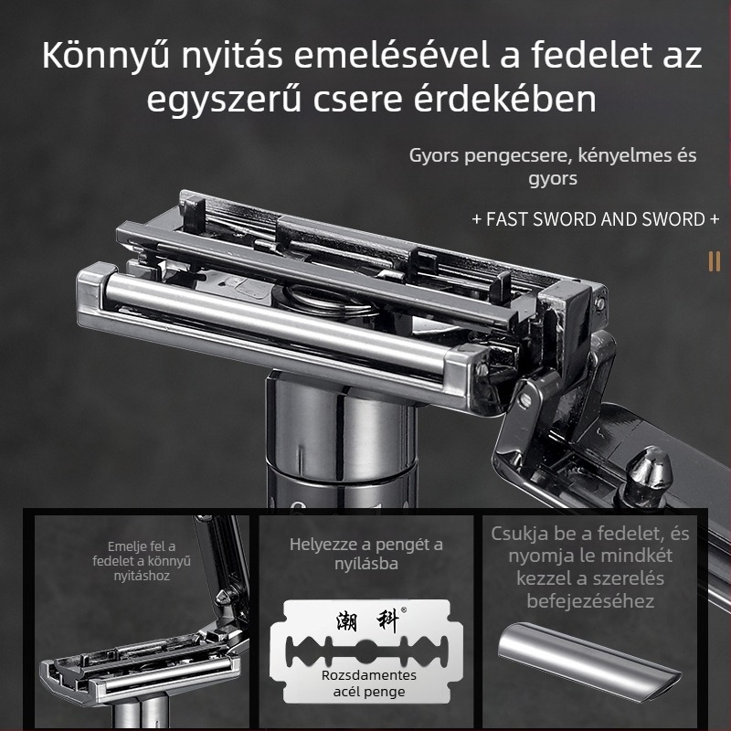 Chaoke férfi manuális borotva — karcolásálló, retro stílus, kétoldalas penge