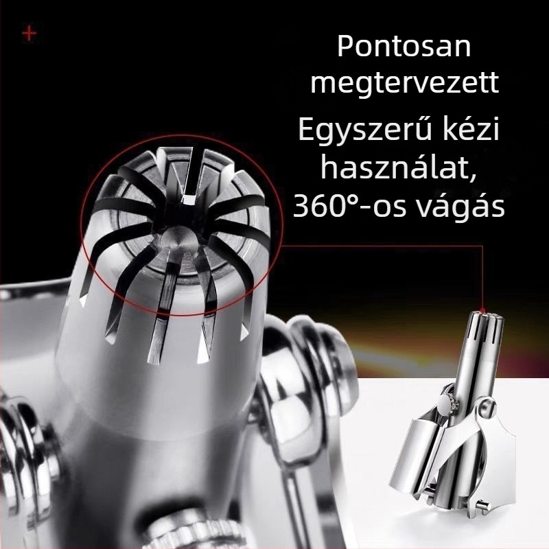 Orrszőrzet-trimmelő rozsdamentes acélból – kézi működtetés, teljesen mosható, akkumulátor nélkül