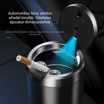 Autó hamutartó világítással, érintésre nyíló, hordozható, univerzális modell; anyag: műanyag; gyártási folyamat: injekciós formázás; súly: 0,2