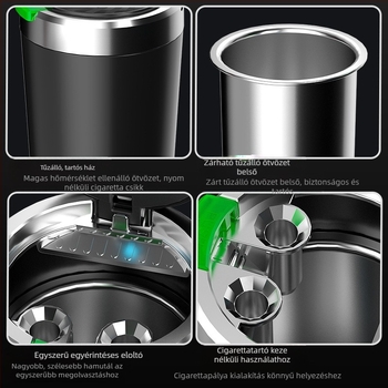 Autó hamutartó világítással, érintésre nyíló, hordozható, univerzális modell; anyag: műanyag; gyártási folyamat: injekciós formázás; súly: 0,2