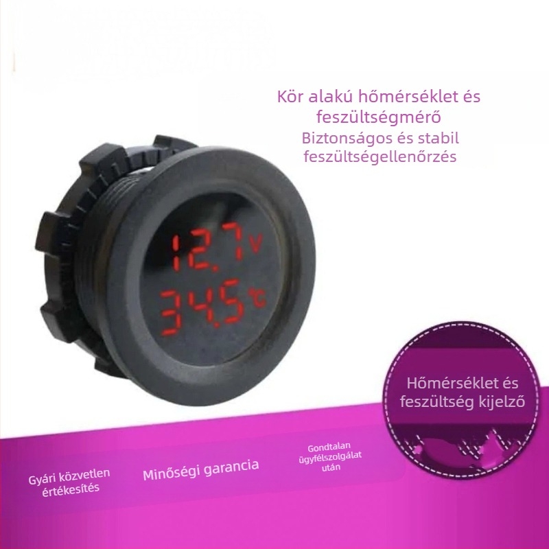 Két kijelzős digitális autóvoltméter, modell 666