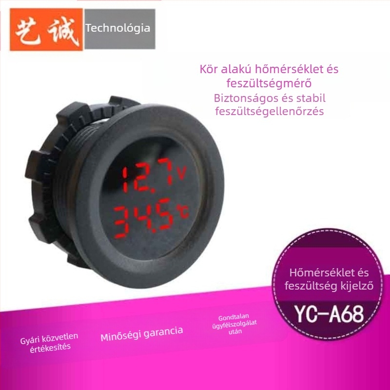 Két kijelzős digitális autóvoltméter, modell 666