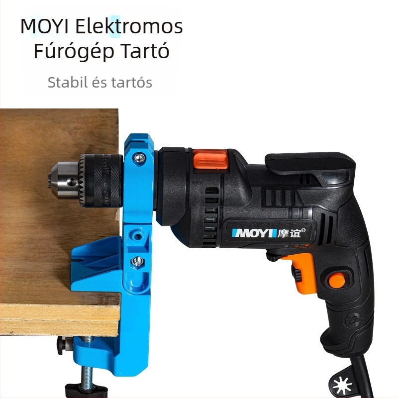 Elektromos fúró fix tartó univerzális forgó csuklós alap (Márka: Moyi; Anyag: alumínium öntöttvas)