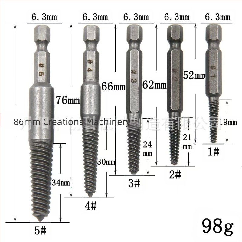 5 darab hatszögletes markolatú csavarkihúzó készlet