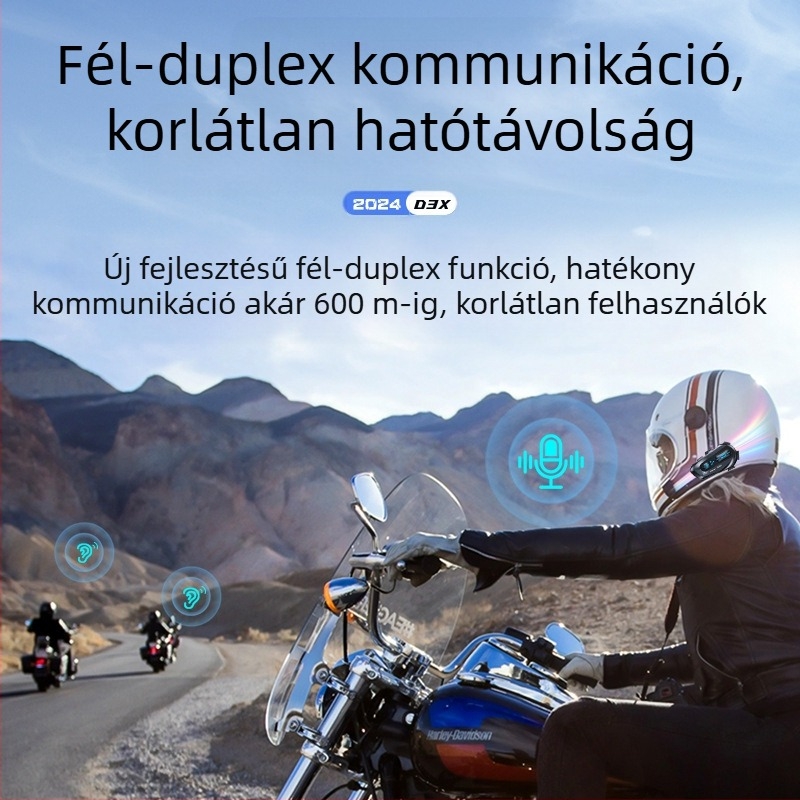 Sisakhoz tartozó Bluetooth interkom fejhallgató, sztereó, vízálló • Bluetooth 5.3 • Hatótávolság akár 15 m • 8+ óra működés