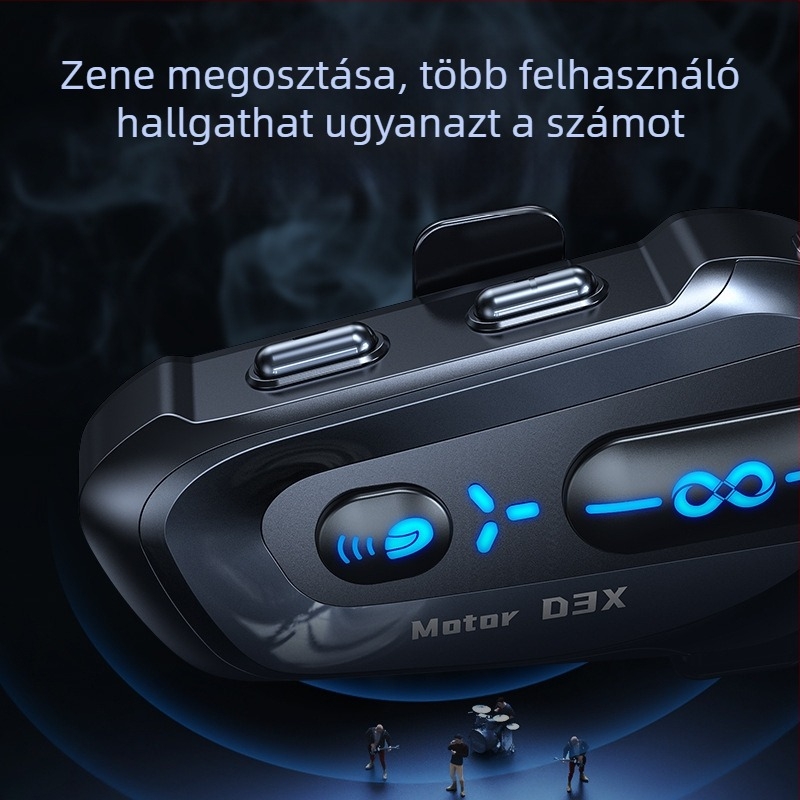 Sisakhoz tartozó Bluetooth interkom fejhallgató, sztereó, vízálló • Bluetooth 5.3 • Hatótávolság akár 15 m • 8+ óra működés