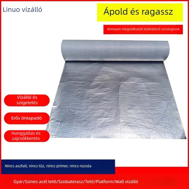 Vízálló önzáró tekercses anyag tetők és falak számára, UVPE anyag, rétegzett forma, tekercs alakú, vízlepergető rostmag