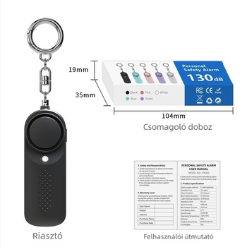 Anti-Wolf személyes riasztó RA200, 130 dB, LED, 3V, ≤80 mA