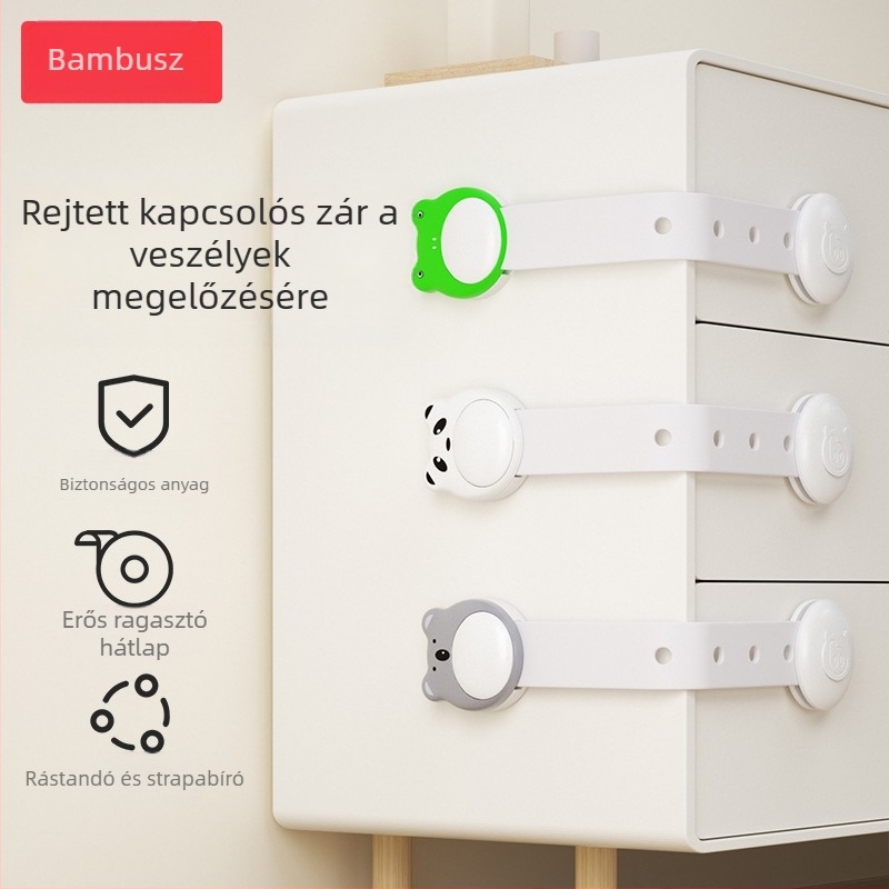 Bangbang Pig többfunkciós gyermekbiztonsági zár fiók és szekrény ajtó védelmére, csípés elleni, 3 darabos csomag, vonalkód 6955021809269