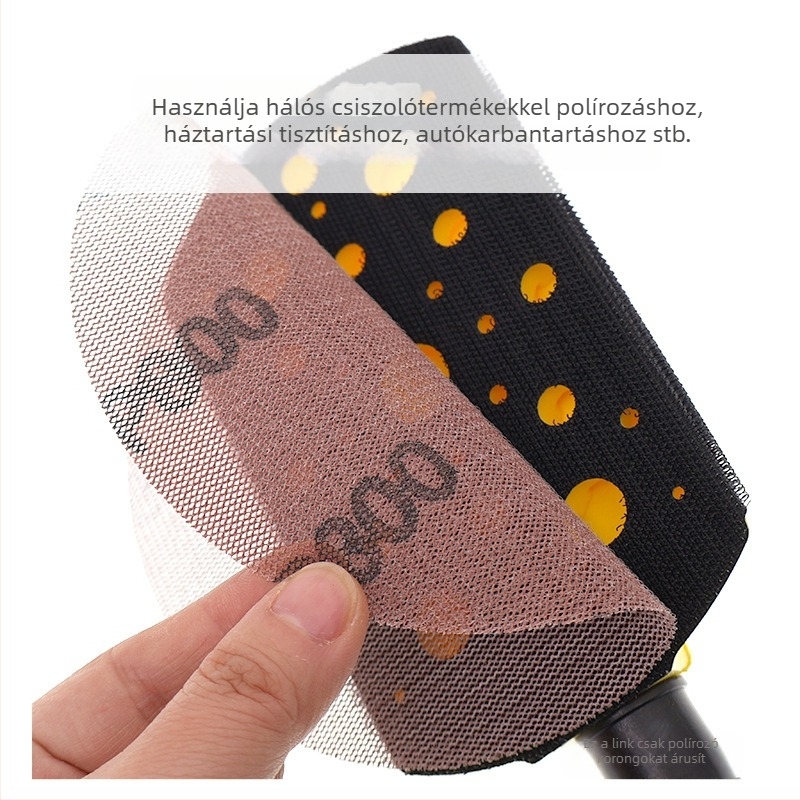 Kézi csiszoló korong porgyűjtővel – PU+nylon hook‑and‑loop alap, keménység 55–60, önálló ragasztó