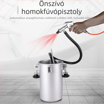 Légnyomású homokszórópisztoly, kompakt homokszóró készülék, önszívó, nagy nyomás, felújítás, rozsdát és szennyeződéseket eltávolítva