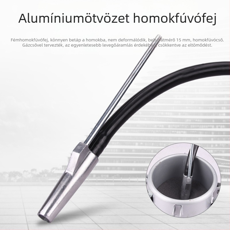 Légnyomású homokszórópisztoly, kompakt homokszóró készülék, önszívó, nagy nyomás, felújítás, rozsdát és szennyeződéseket eltávolítva