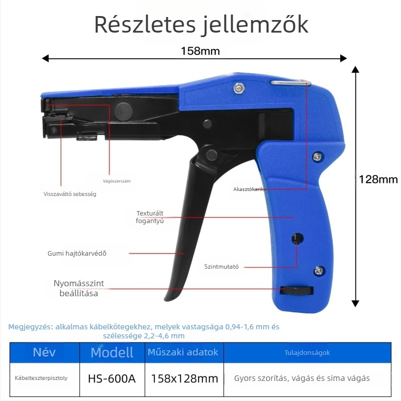 SANJIANG Automata kötözőpisztoly nylon szalagokhoz, nylon anyag, 0.2 kg