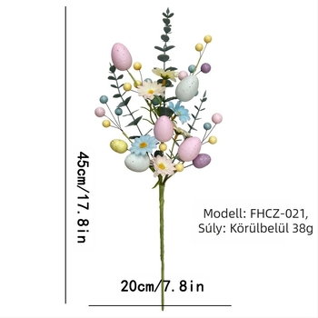 Húsvéti tojás dekorációs kompozíció színes műbogyóval és eukaliptusszal — anyag: hab; csomagolás: Opp táska; márka: Linyi Shangyi; nem importált
