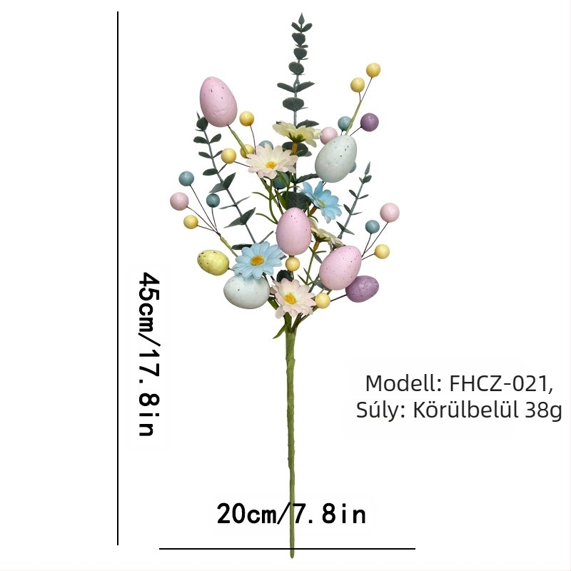 Húsvéti tojás dekorációs kompozíció színes műbogyóval és eukaliptusszal — anyag: hab; csomagolás: Opp táska; márka: Linyi Shangyi; nem importált