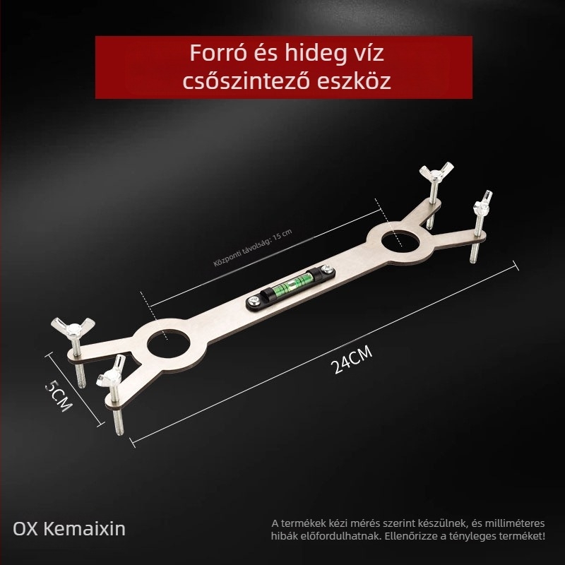 Zuhanycső vízszintező meleg és hideg vízhez, rozsdamentes acél, polírozott felület, csőfogóval kompatibilis — Kemaxin