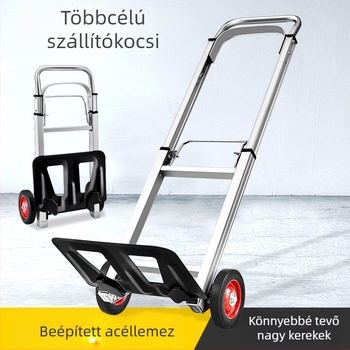 Összecsukható kézi teherszállító kocsi, könnyű alumíniumötvözet, teherbírás 90 kg, tömeg 5 kg, hordozható