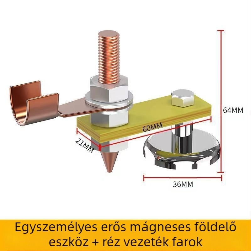 Földelő csipesz erős mágneses fejjel – kategória: kulcs; Anyag: 1; Feldolgozás: Nem; Márka: Egyéb