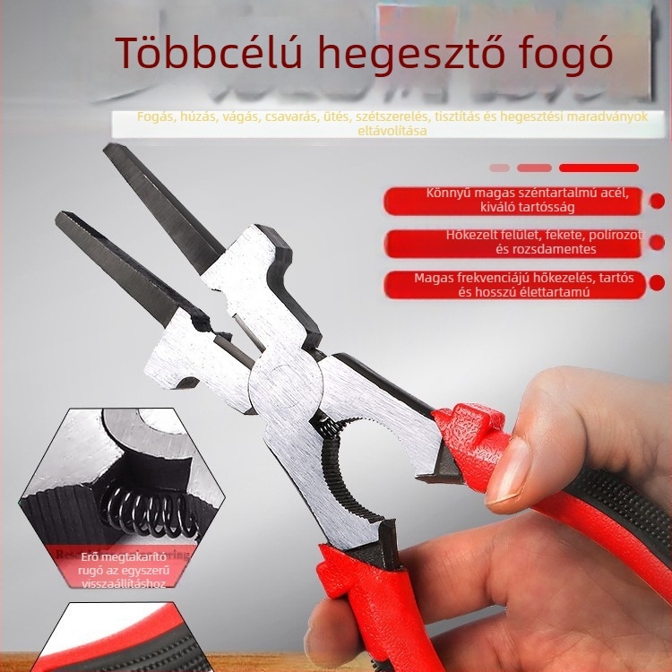 Többfunkciós hegesztőfogó hegyes orral és hosszú szájjal a vezetékek vágásához, 45# acél, tömeg 0.29
