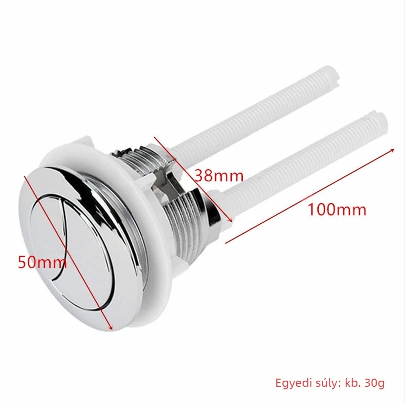 WC tartálygomb – dupla gomb és kerek tengely, ABS anyag, öblítő mechanizmus, injekciós öntés, modern minimalista stílus