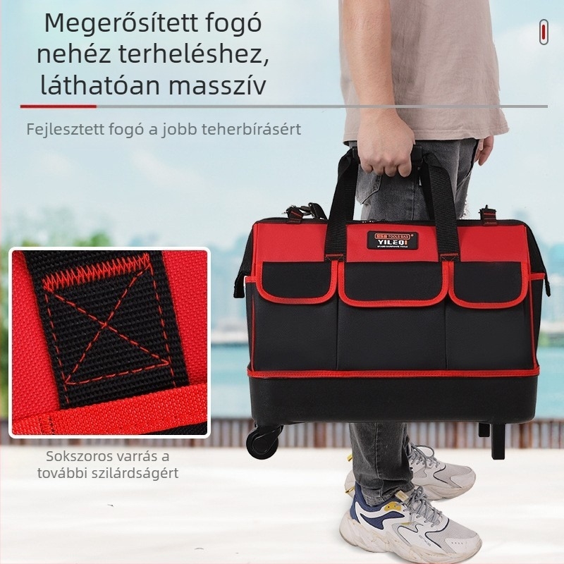Yileqi Görgős szerszámtáska – multifunkcionális, kopásálló és vízálló Oxford anyagból, kézi/ váll- és kereszt hordozható, elektromérnök/ otthoni használat, sorozat D105