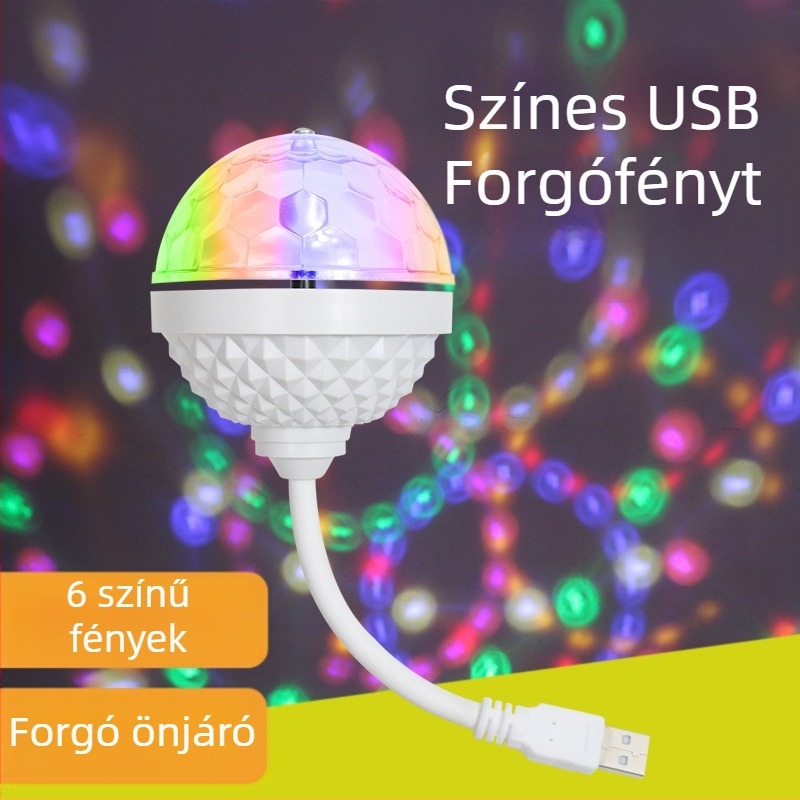 Holy Crossing XY-USB-02 Autó LED diszkó fény, USB 5V, Forgó, IP20