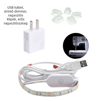 Varrógép LED világítócsík, USB 5V, 18x2835 LED, 120° fénycsóva, dimmelhető, érintéses kapcsoló