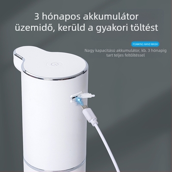 Automata szenzoros habzó szappanadagoló, USB töltés, ABS anyag, 300 ml kapacitás, háromfokozatú habzás