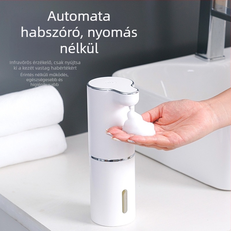 Automata szenzoros habzó szappanadagoló, USB töltés, ABS anyag, 300 ml kapacitás, háromfokozatú habzás