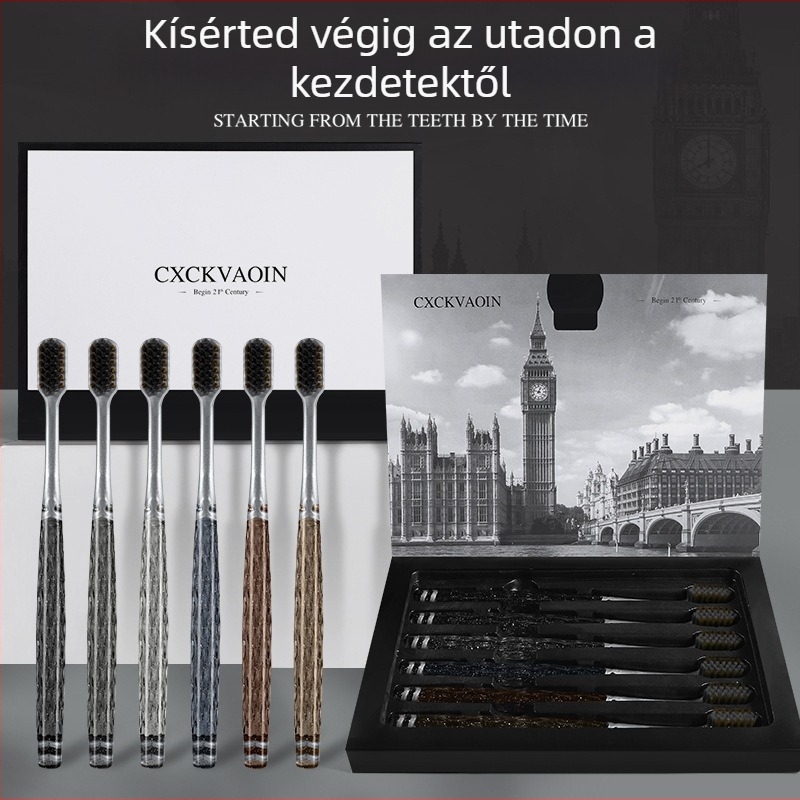 CXCKVAOIN fogkefe puha sörtékkel a fogíny védelméért, 6 darabos készlet, ajándék dobozban, modell CXCK-03, kézi